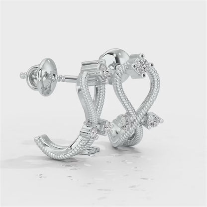 Twisted Heart Silver Bali Earrings - White Gold Video