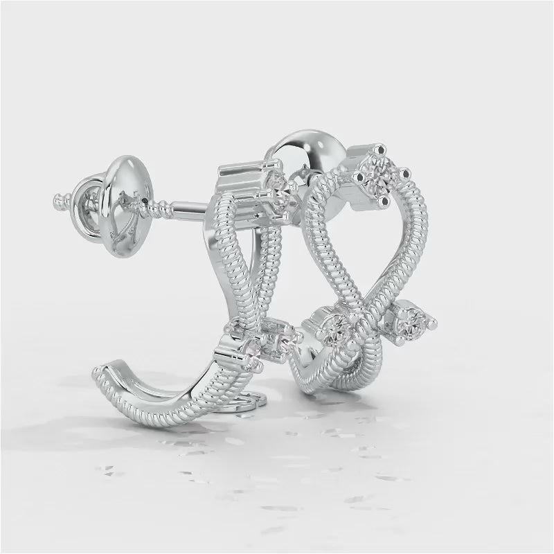 Twisted Heart Silver Bali Earrings - White Gold Video
