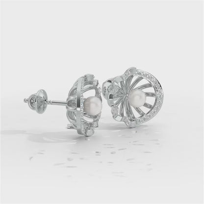 Mandem Silver Pearl Earrings - White Gold Video