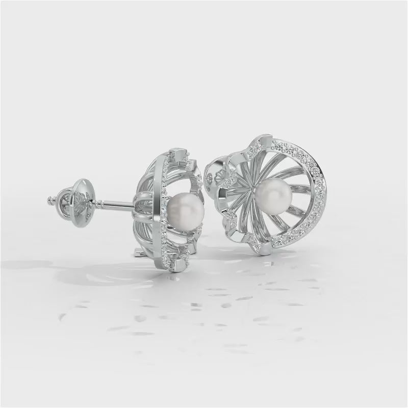 Mandem Silver Pearl Earrings - White Gold Video