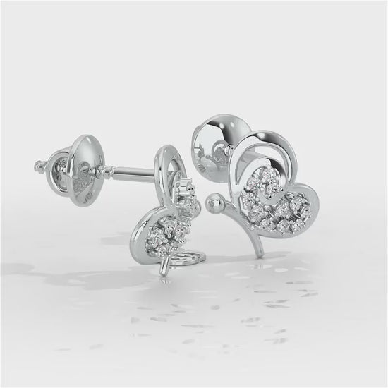 Harmonious Flight Silver Stud Earrings - White Gold Video