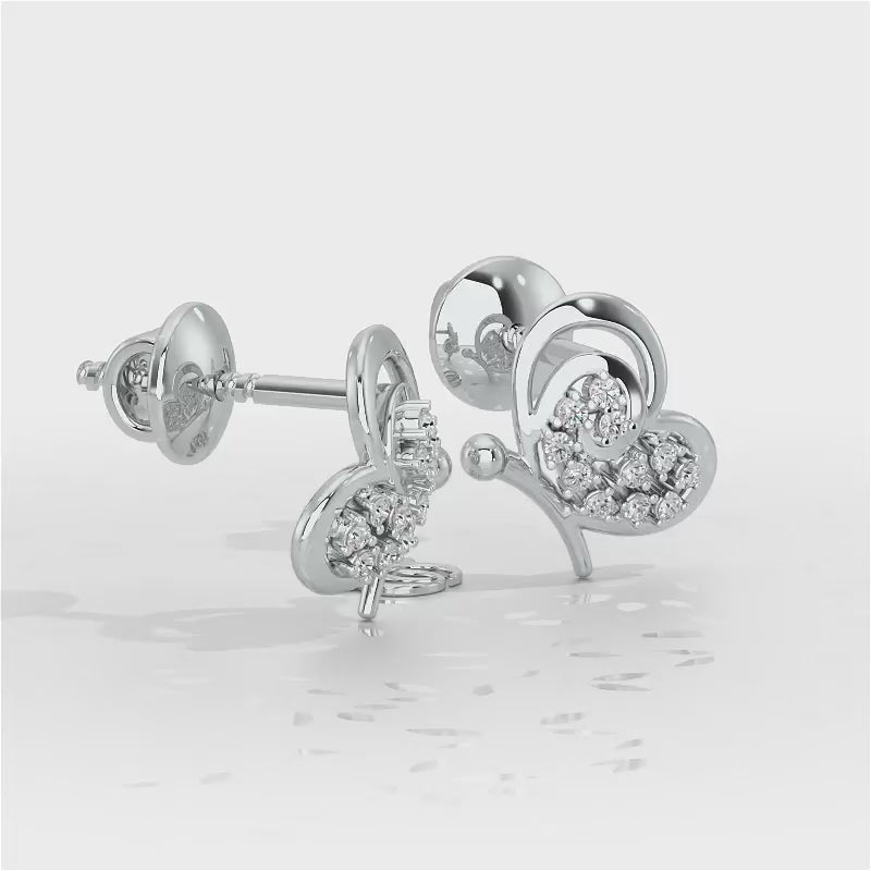 Harmonious Flight Silver Stud Earrings - White Gold Video
