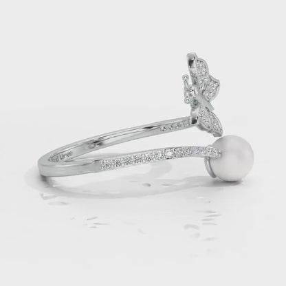 Fresh Wings Silver Pearl Ring - White Gold Video