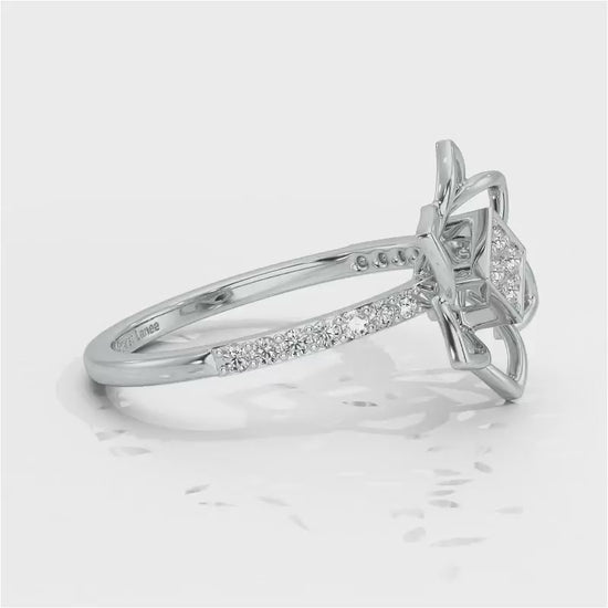 Pinwheel Flower Silver Ring - White Gold Video