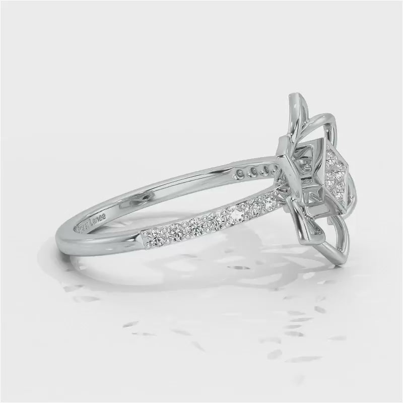 Pinwheel Flower Silver Ring - White Gold Video