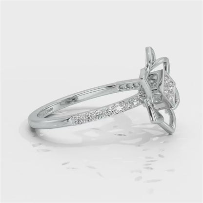 Pinwheel Flower Silver Ring - White Gold Video