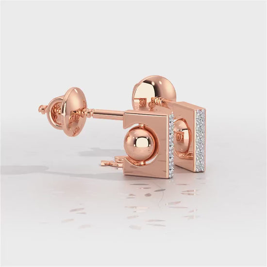 Exquisite Enchantment Silver Stud Earrings - Rose Gold Video