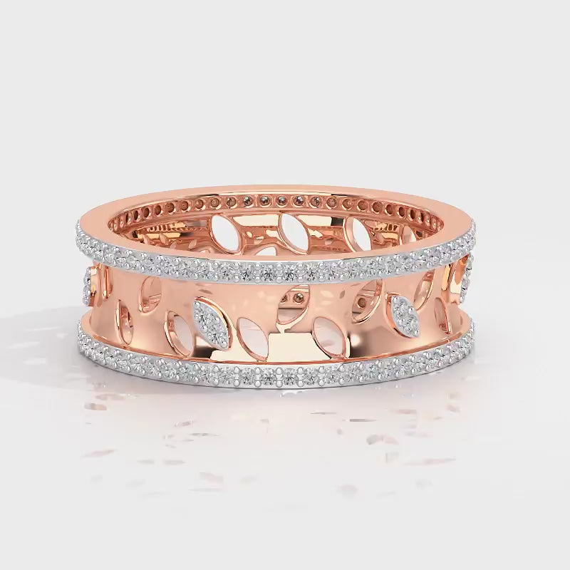 Glam Ferns Silver Band Ring - Rose Gold Video