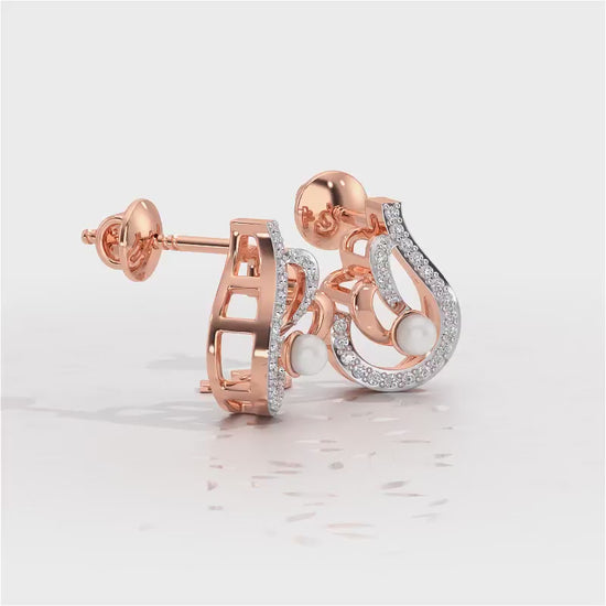 Quidditch Silver Pearl Earrings - Rose Gold Video