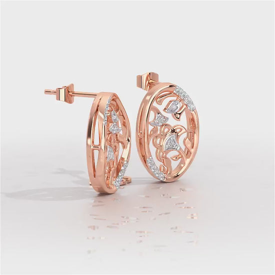 Ornate Glow Silver Earring Studs - Rose Gold Video
