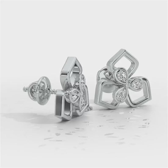 Wire Petals Silver Earrings - White Gold Video