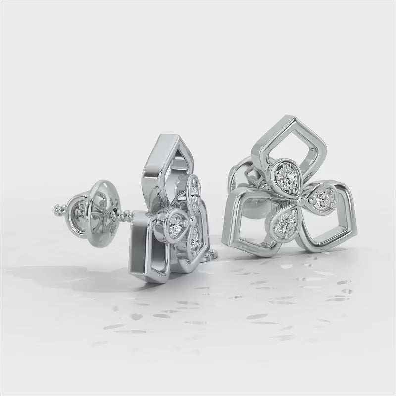 Wire Petals Silver Earrings - White Gold Video