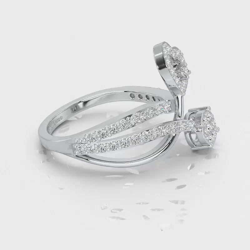 Heart Gloria Silver Ring - White Gold Video