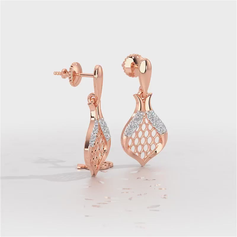 Pasha Elegance Dangler Silver Earrings - Rose Gold Video