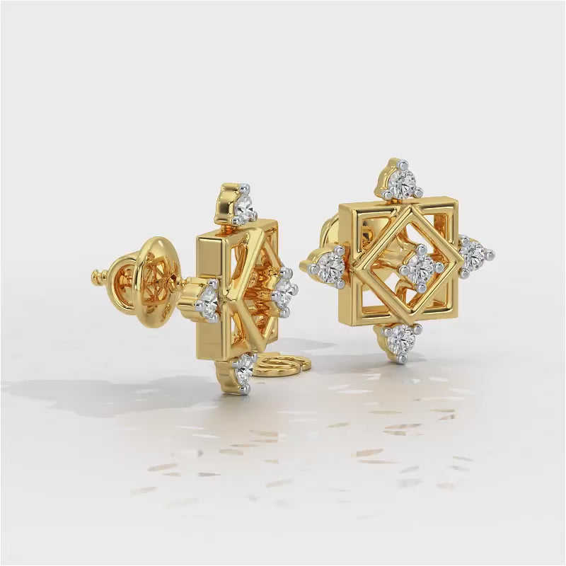 Mandala Silver Earrings - Yellow Gold Video