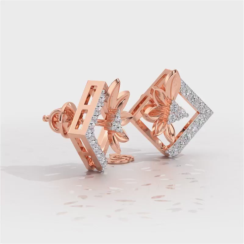 Famed Bloom Silver Studs - Rose Gold Video