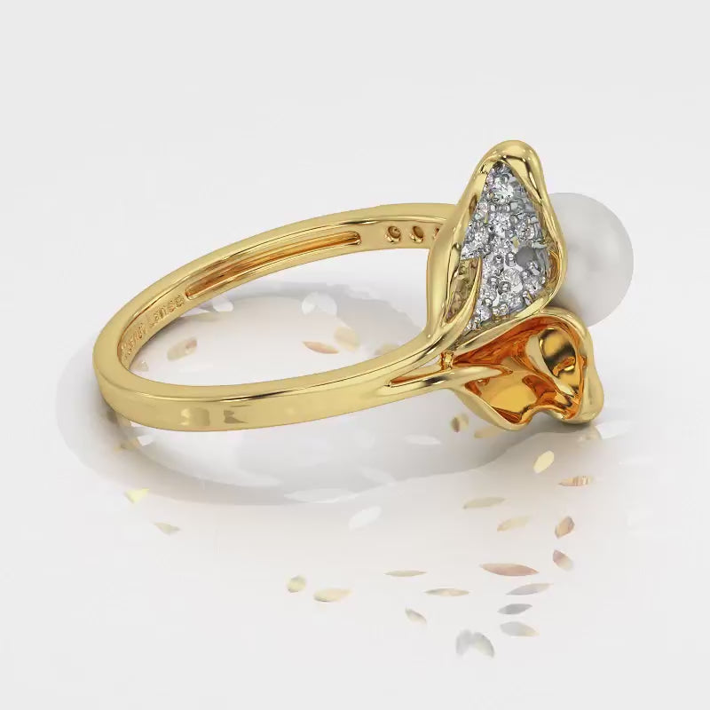 Chlorophyll Silver Pearl Ring - Yellow Gold Video