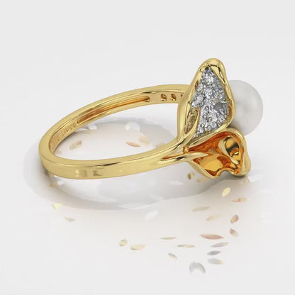 Chlorophyll Silver Pearl Ring - Yellow Gold Video