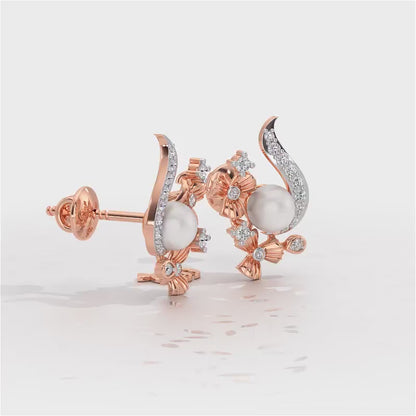 Light Silver Pearl Earrings - Rose Gold Video