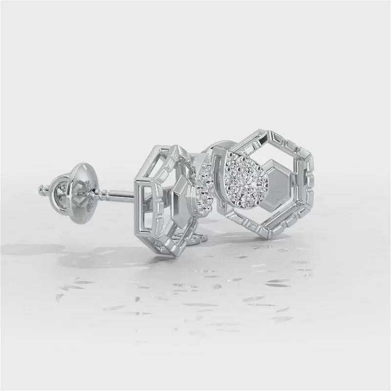 Brilliant Bliss Silver Stud Earrings - White Gold Video