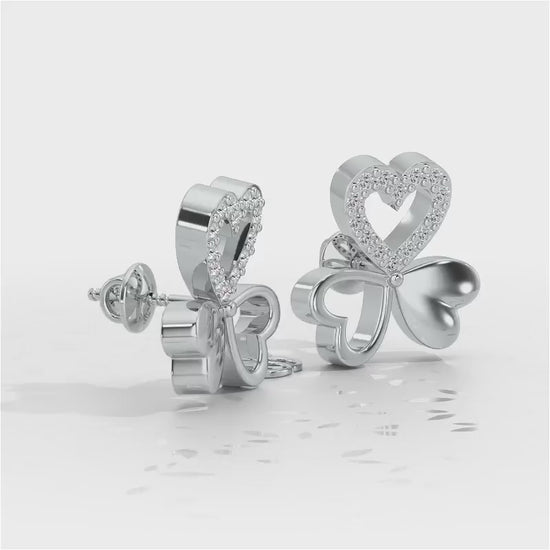 Luck By Heart Silver Studs - White Gold Video