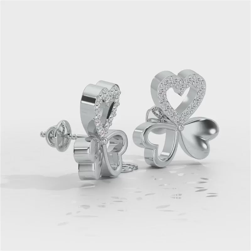 Luck By Heart Silver Studs - White Gold Video