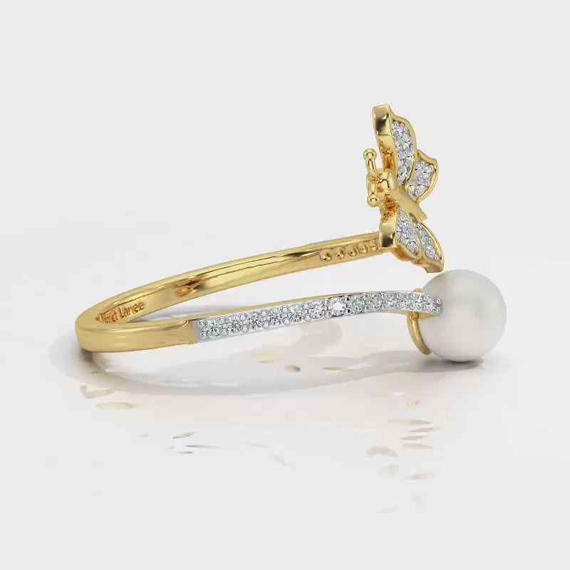 Fresh Wings Silver Pearl Ring - Yellow Gold Video
