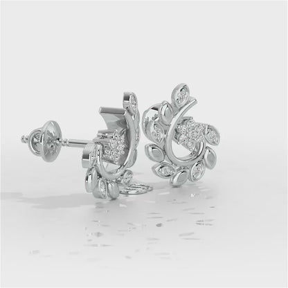 Swirl Vine Silver Earrings - White Gold Video