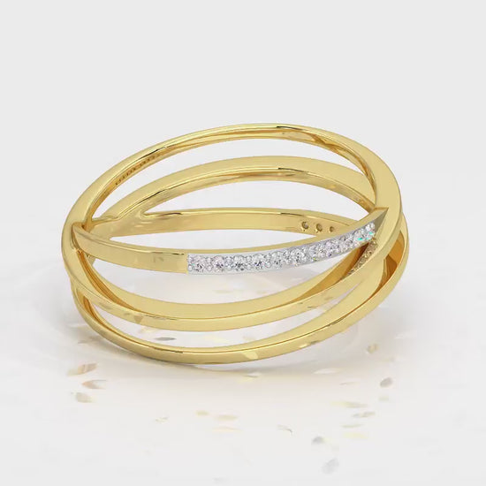 Criss-Cross Silver Ring - Yellow Gold Video