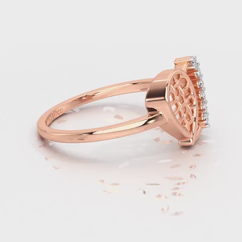 Checkered Heart Silver Ring - Rose Gold Video