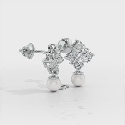 Fresh Wings Silver Pearl Earrings - White Gold Video