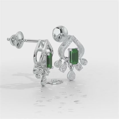 Forest Hint Silver Earrings - White Gold Video
