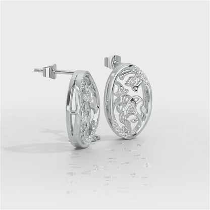 Ornate Glow Silver Earring Studs - White Gold Video