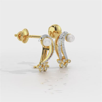 Flora-Tide Silver Pearl Earrings - Yellow Gold Video