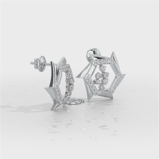 Aurora Wheels Silver Earrings - White Gold Video