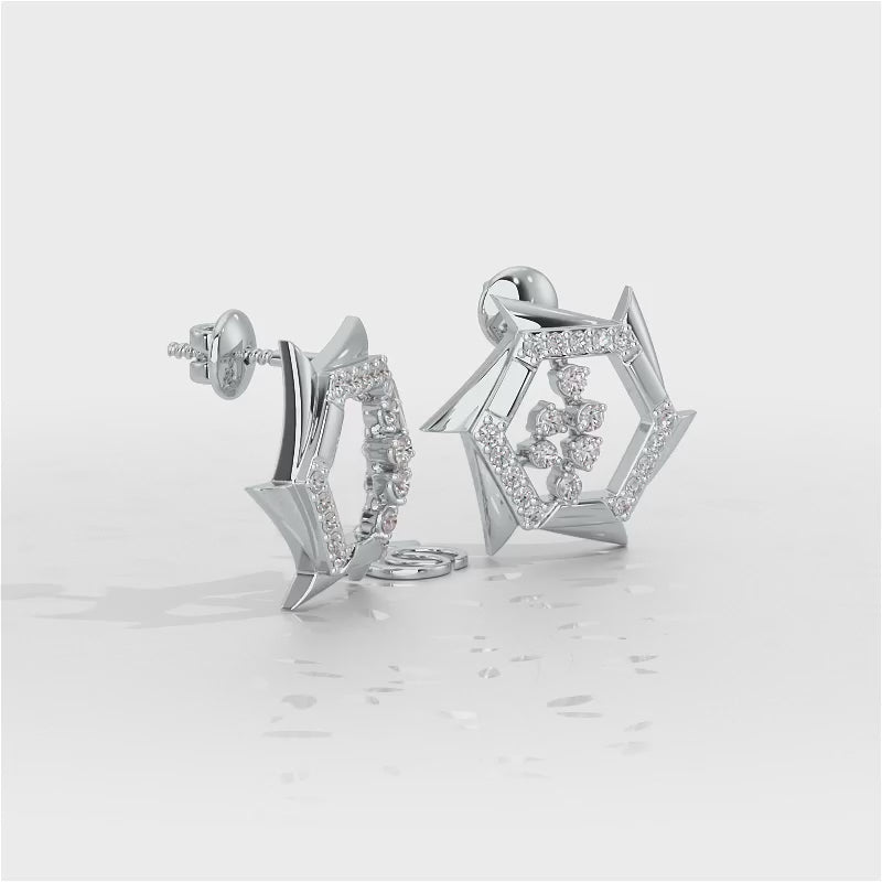 Aurora Wheels Silver Earrings - White Gold Video