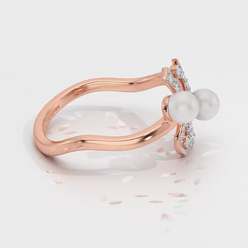 Subtle Silver Pearl Ring - Rose Gold Video