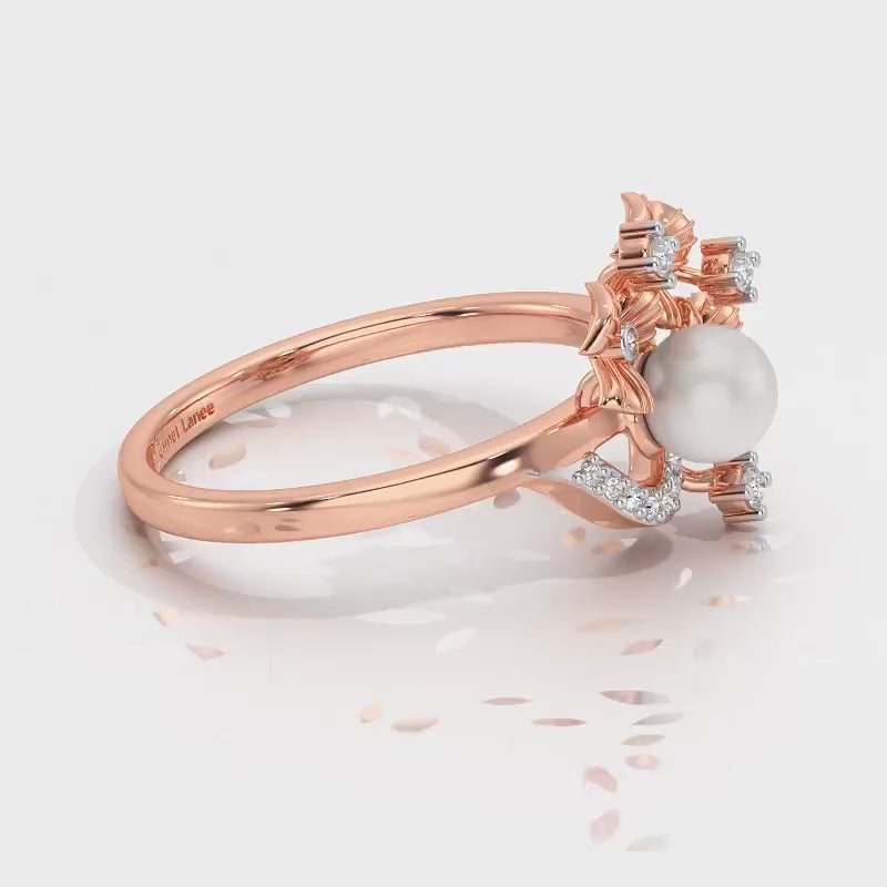 Light Silver Pearl Ring - Rose Gold Video