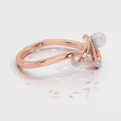 Brim Silver Pearl Ring - Rose Gold Video