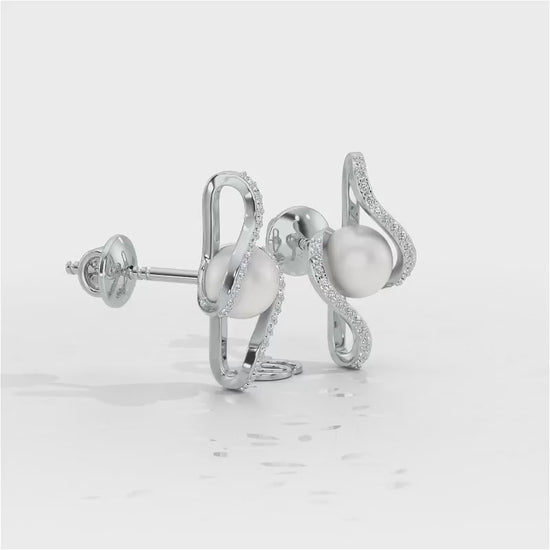 Vibe Silver Pearl Earrings - White Gold Video
