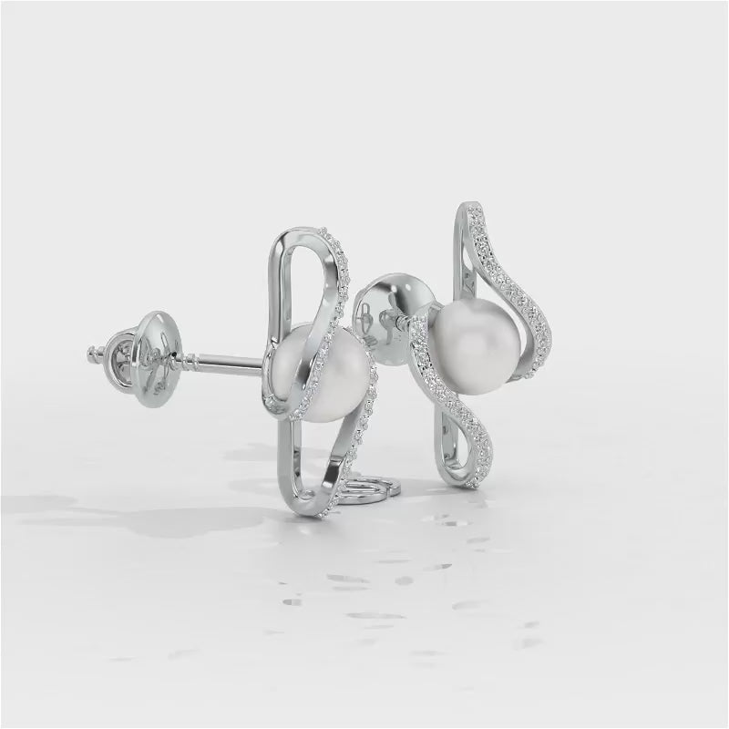 Vibe Silver Pearl Earrings - White Gold Video