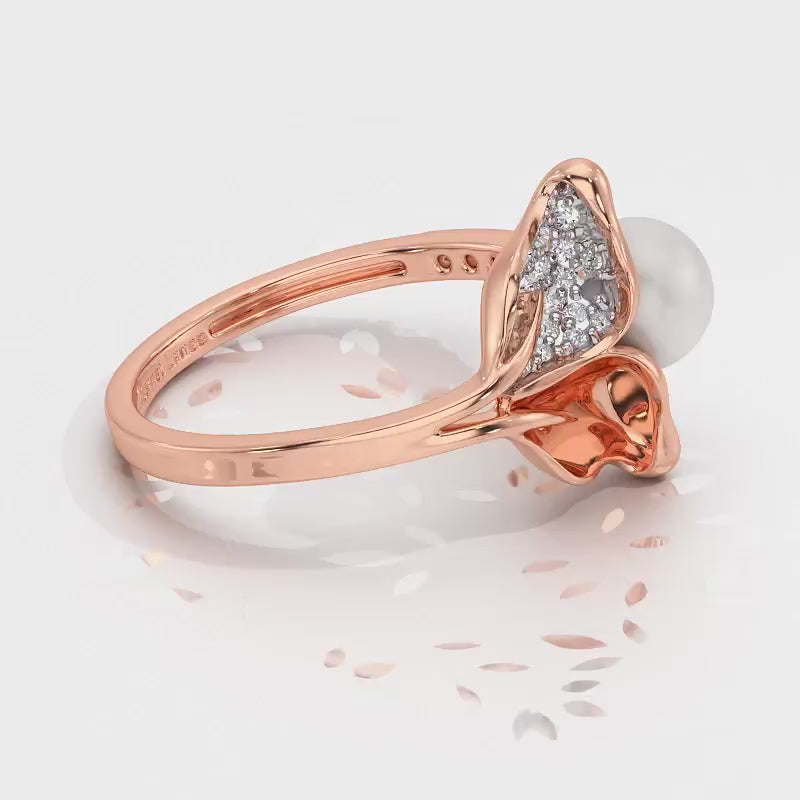 Chlorophyll Silver Pearl Ring - Rose Gold Video