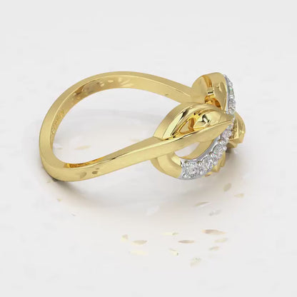 Leaf Bow Silver Ring - Yellow Gold Video