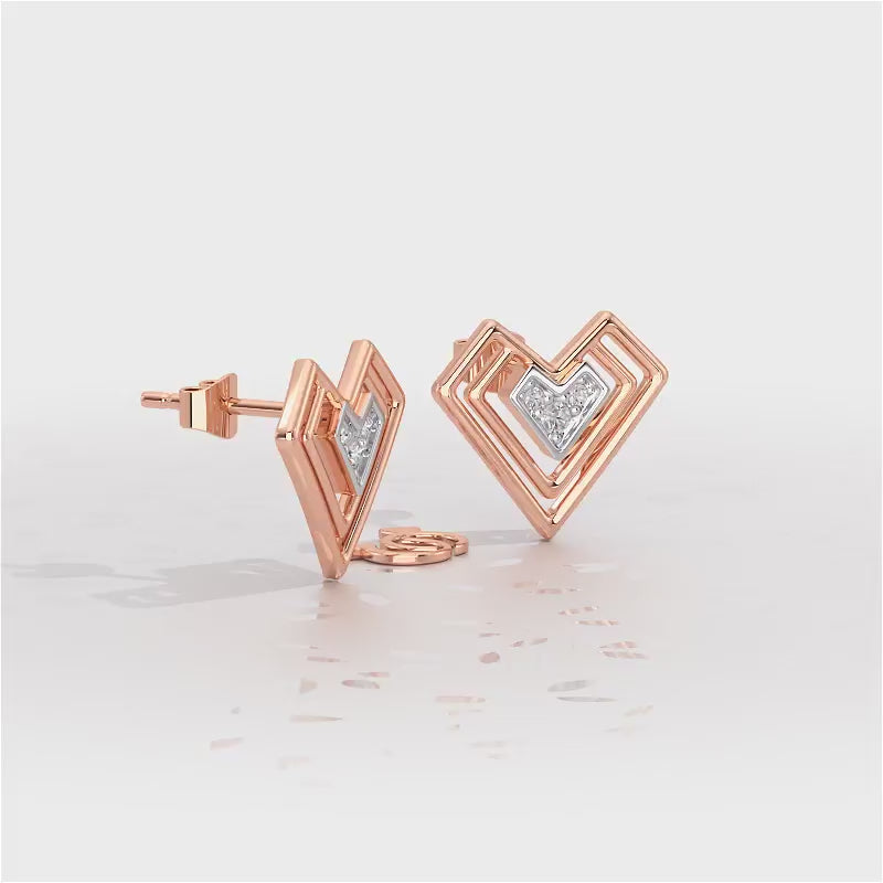 Perfect Pointers Silver Earring Studs - Rose Gold Video