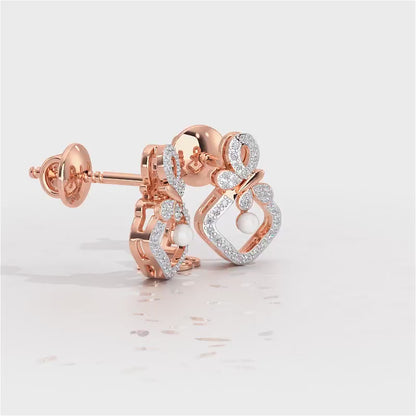 Blissfly Silver Pearl Earrings - Rose Gold Video