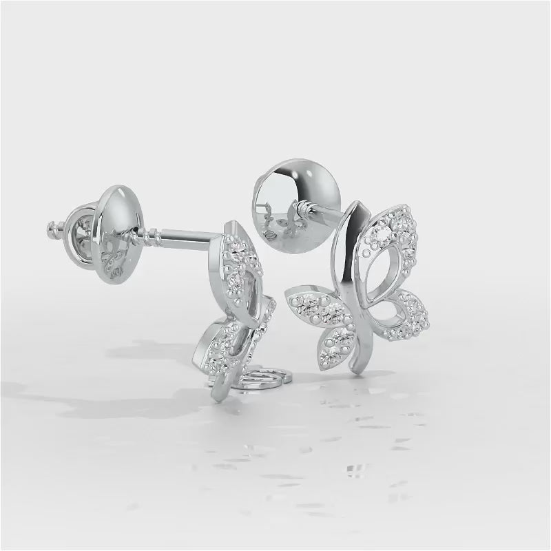 Regal Brilliance Silver Stud Earrings - White Gold Video