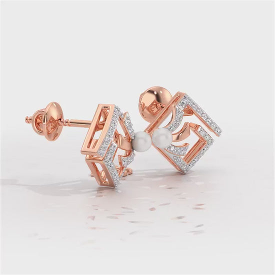 Spinguard Silver Pearl Earrings - Rose Gold Video