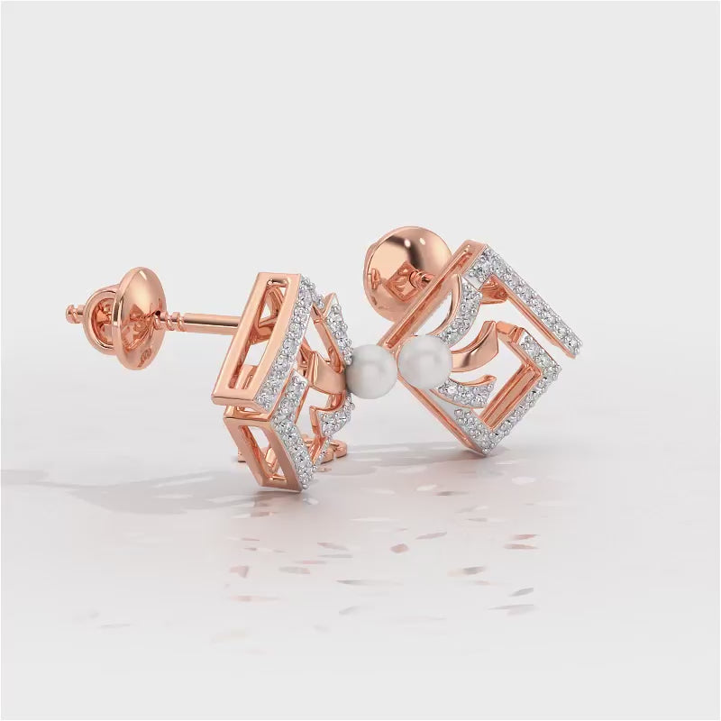 Spinguard Silver Pearl Earrings - Rose Gold Video