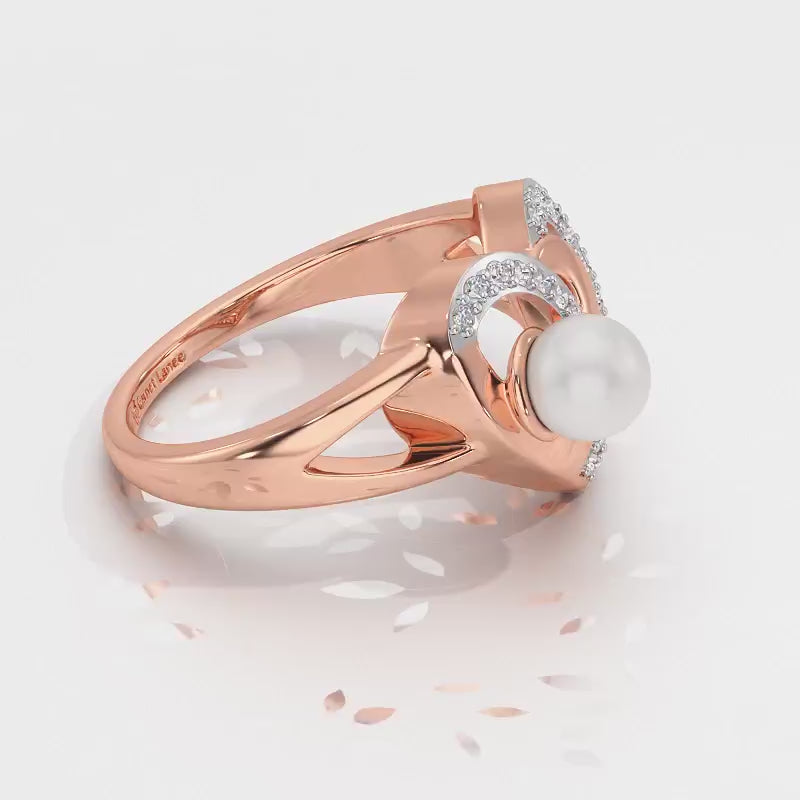 Cosmo-Heart Silver Pearl Ring - Rose Gold Video