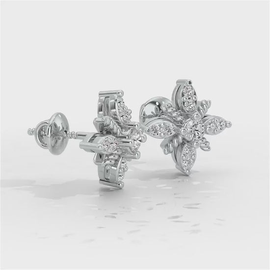 Tiny Sunflower Studs - White Gold Video